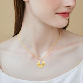 AENEAS 444 Angel Number Necklace Sterling Silver Gold Filled Angel Wings Heart Pendant Jewelry Gift for Women