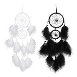 NIDHFG 2 Pieces Of Feather Dream Catcher, Wind Chime Dream Catcher, Hand-Woven Hanging Decorations, Home Decorations, Simple And Ele Hanging Decorations.