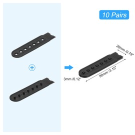 sourcing map 10 Pairs Snapback Strap Cover, 7 Holes Plastic Adjustable Hat Snap Buckle Replacement for Caps Repairing (Black)