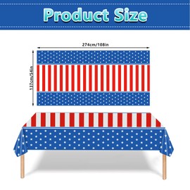 2Pcs 4th of July Tablecloth American Flag Tablecloth Patriotic Party Party Supplies Patriotic Table Covers for Veteran's Day Flag Day Columbus Day Patriotic Theme Decorations (54"x108")