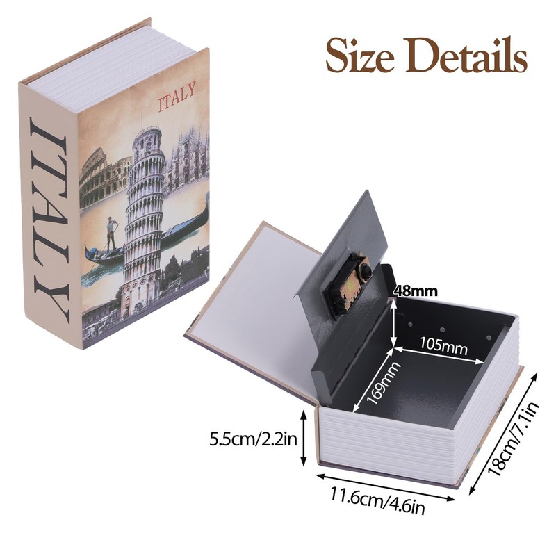 Book Safe with Combination Lock, 7.1 x 4.6 x 2.2in