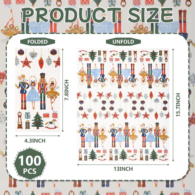 100 Pcs Christmas Nutcracker Disposable Paper Napkins