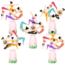 24 Pcs Yoga Party Centerpiece Sticks – Meditation and Fitness Theme Party Decorations Double-Sided Yoga Table Toppers for Women Girls Adults Teens Birthday Baby Shower Supplies