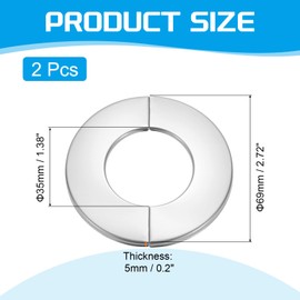 PATIKIL Wall Split Flange 1.4" (35mm),2 Pcs Stainless Steel Round Self-Adhesive Escutcheon Plate Plumbing Wall Cover for Kitchen Bathroom Arm Pipe Faucet Decoration, Silver