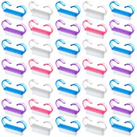 200 Pcs Handle Grip Nail Brush Fingernail Scrub Cleaning Cleaner Nail Brushes Scrubber Bulk for Men Women Hands Feet Toes and Nails Pedicure, 4 Colors