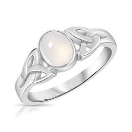 DTPsilver® 925 Sterling Silver Ring - Celtic Trinity Knot - Celtic Collection - Various Natural Gemstones, stone, Moonstone