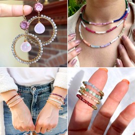 Beadthoven 280pcs 4mm Agate Gemstone Beads Faceted Round Healing Crystals Natural Stone Beads Mixed Color Loose Spacer Beads for Jewelry Making Bracelet Necklace Earrings DIY Crafts