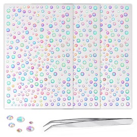 Self Adhesive Face Gems and Pearls for Makeup, Festival Jewels, Hair Gems, Rhinestone Stickers for Face, Eye, Makeup, Nail, Body, Crafts 3/4/5/6 mm 975Pcs (18.gem_Aurora)