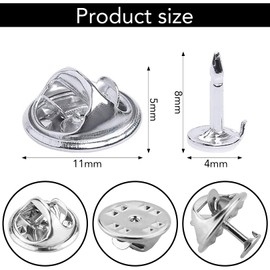 30Pcs Butterfly Clutch Tie Pins,Butterfly Clutch Badge Metal Pin Back Replacements Butterfly Clutch Tie Pins with 8mm Blank Pins for DIY Crafts Jewelry Making(Silver)