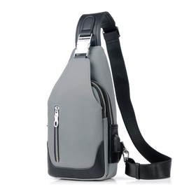 FANDARE Chest Bag Men's Shoulder Bag Sling Bag Backpack with USB Shoulder Bag Sports Bag for Hiking, Adventure, Sports, Travel and Jogging, Grey B, Unique