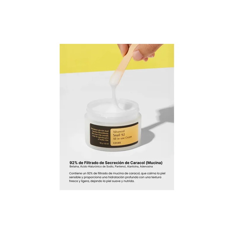 Cosrx Advanced Snail 92 all-in-one cream, 92 mucina, hidratacin completa