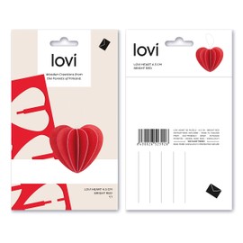 Lovi Heart 1.8" BTRD Bright Red Birch Assembled Ornament Card Made in Finland