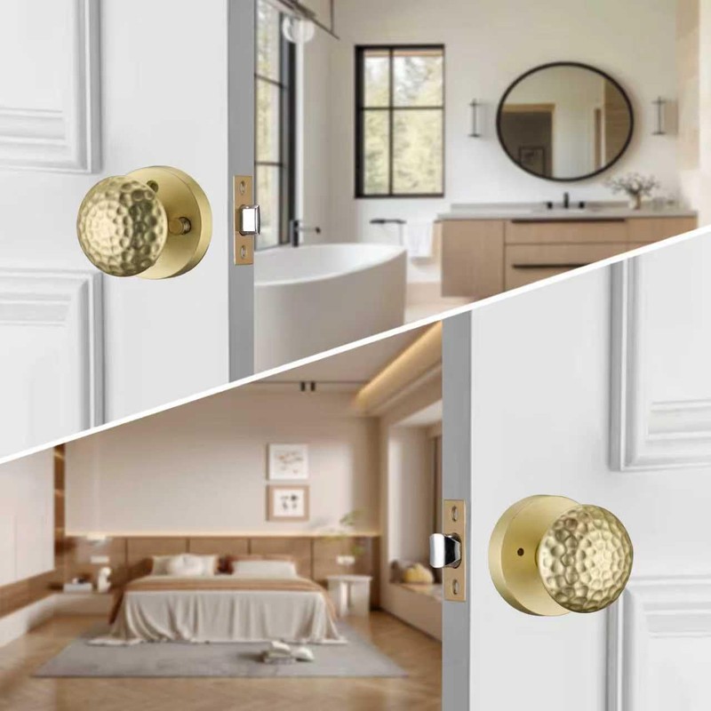 STARPY Gold Interior Door Knobs, Satin Brass Door Knob with