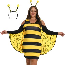Playnett Bee Costume Women's Costume Bee Costume Bee Adult XXL Plus Size Fancy Dress