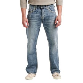 Silver Jeans Co. Men's Gordie Relaxed Fit Straight Leg Jeans, Light Indigo, 34W x 34L