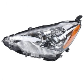 OUKANING - For 2012 2013 2014 Toyota Prius C Headlight Headlamp Assembly Replacement Halogen Left Driver Side Chrome Housing Clear Lens (USA STOCK)