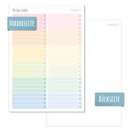 paper&you® A5 To-Do Listen Pad [Rainbow] 50 Pages Including Notepad on the Back Sustainable and Climate Friendly