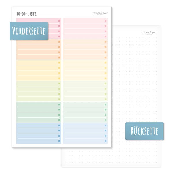 paper&you® A5 To-Do Listen Pad [Rainbow] 50 Pages Including Notepad