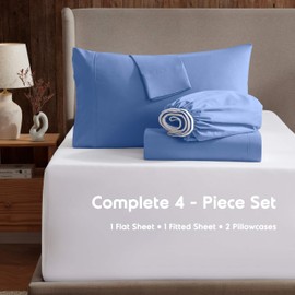 Nestl Split King Sheets for Adjustable Beds - 5 Piece Split King Sheets Set, Deep Pocket, Hotel Luxury, Extra Soft, Breathable and Cooling, Calm Blue Split King Bed Sheets