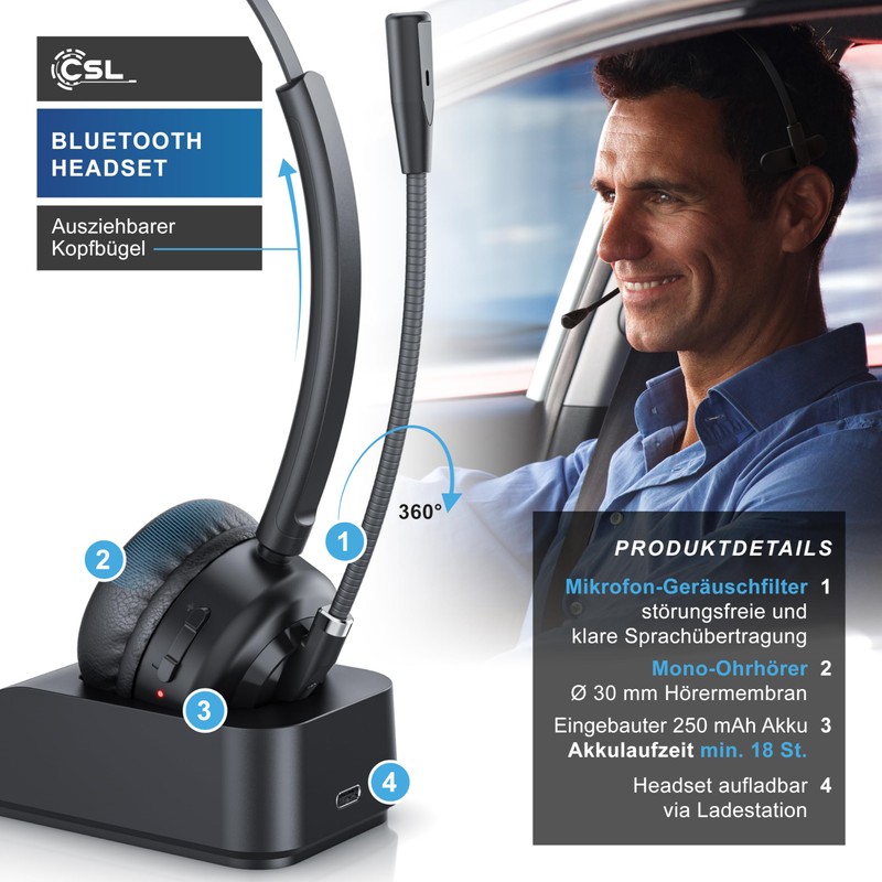 CSL - Bluetooth 5.3 Headset with Charging Station - PC
