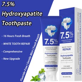 7.5% Hydroxyapatite Toothpaste, Nano Hydroxyapatite Toothpaste for Enamel Protection and Tooth Strengthening, Fluoride-Free Formula, Gentle Mint, Fresh Breath