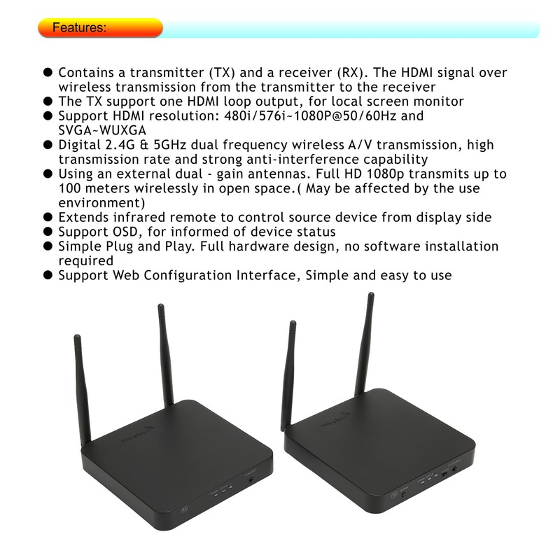 Wireless HD Multimedia Interface Extender Dual Frequency 1080P 60Hz HD