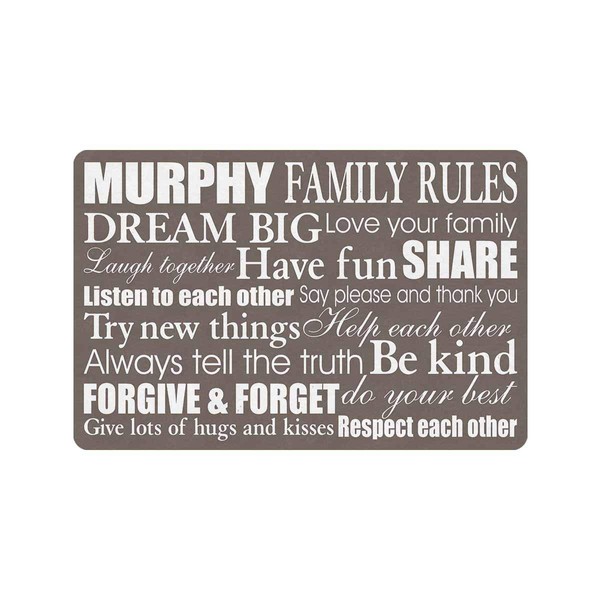 MyPupSocks Personalized Doormat Text Name Family Rules Custom Outdoor/Indoor Funny