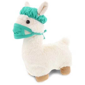 DolliBu White Llama Doctor Plush Toy - Super Soft Llama Doctor Stuffed Animal Dress Up with Cute Scrub Uniform & Cap Outfit - Fluffy Doctor Toy Plush Gift with Personalization - 11 Inch