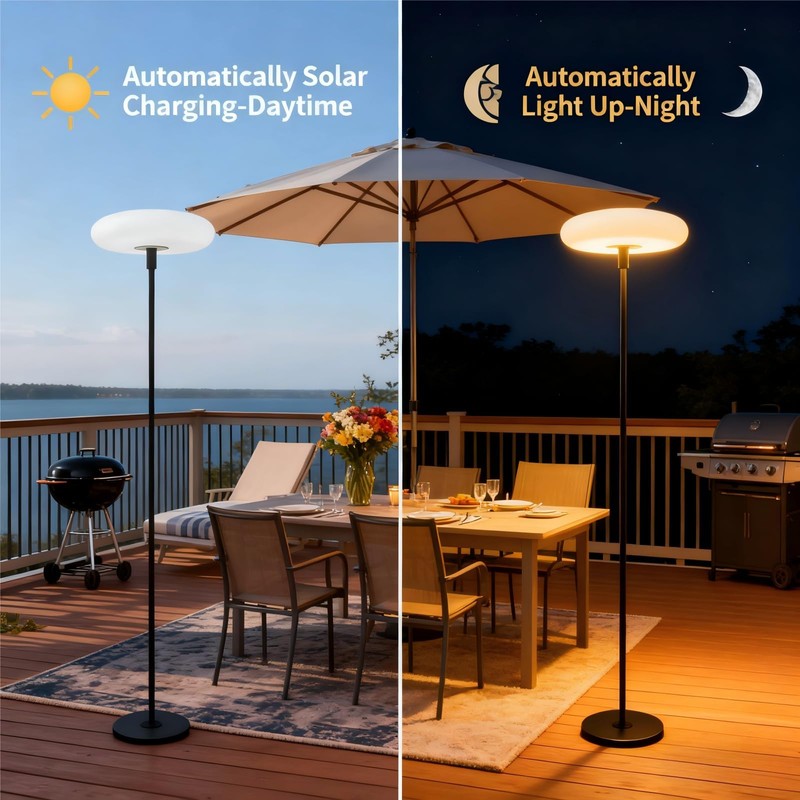 ACOHOOK Solar Outdoor Floor Lamp for Patio, Rechargeable Standing Lamp