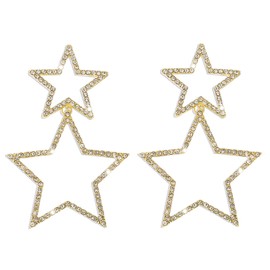 Star Earrings Dangle Earrings for Women Gold Silver Colorful Sparkle Rhinestone Star Tassel Drop Ear Stud Statement Jewelry Birthday Gifts