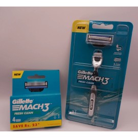 For Gillette Gillette Mach3 Mens Razor Handle + 5 Razor Refill Cartridges