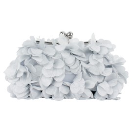Milya Women's Clutch Flowers Elegant Bridal Bag Wedding Party Dress Bag Evening Bag Handbag with Chain Kiss Lock, D-silver