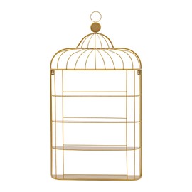 Wall Mounted Nail Polish Rack,Bird Cages Designed Nail Polish Organizer,Metal Salon Nail Polish Shelf Rack,for Nail Salon,Home (Gold)