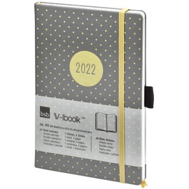 Bsb Appointment Diary " V-Book " - 1 Week / 2 Pages, A5, Anthracite/Golden