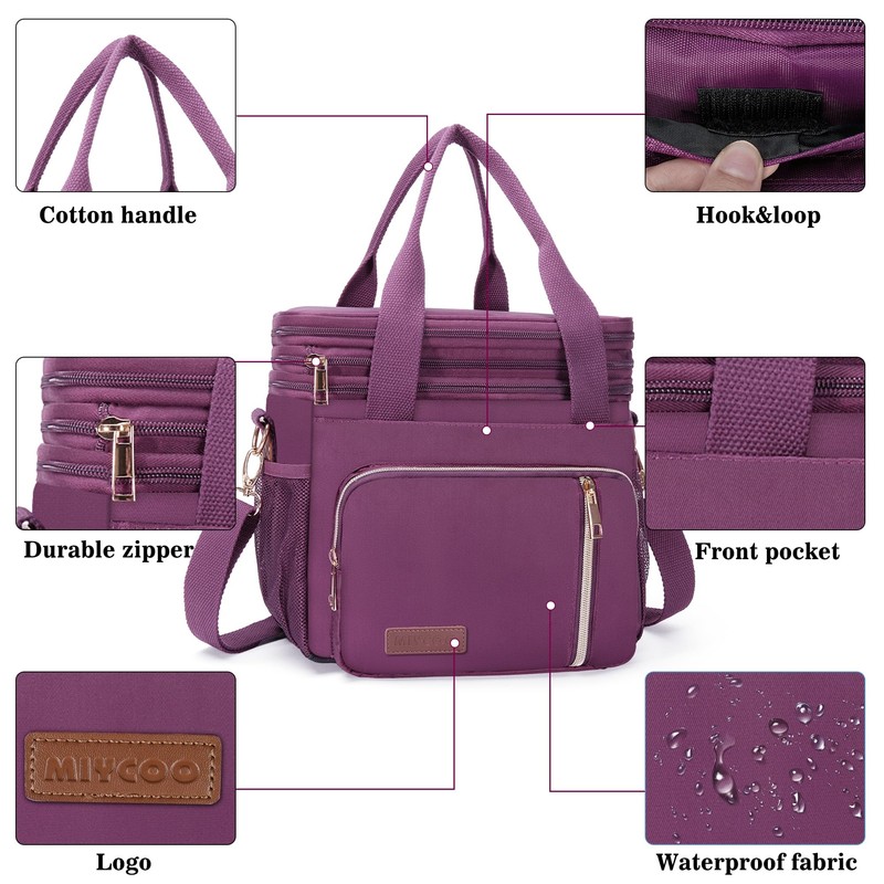 MIYCOO Lunch Bag & Lunch Box for Women Men Double