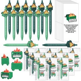 Sayglossy 12 Set Dumpster Desk Accessories Employee Fire Social Worker Appreciation Gifts Bulk Easter Inspirational Pen Mini Dumpster Figure Encouragement Card Bookmark for Volunteer Coworker Staff