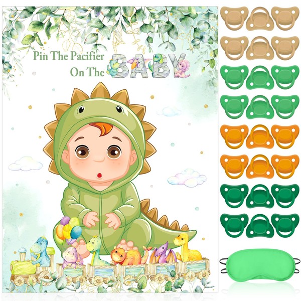 Faccito Dinosaur Baby Shower Party Games Pin the Pacifier Games