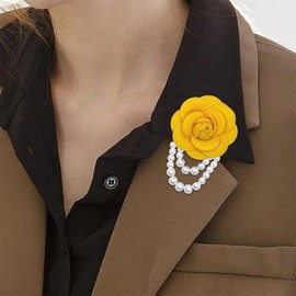 Bohemian Pearl Safety Brooch Pins Pearl Camellia Flower Brooch Pin Hair Flowers Hairpin Brooch Headpieces,Brooch Pins Shawl Clips for Women Girls Vintage Collar Brooch Jewelry Gifts