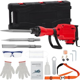 ExploreHorizon 2200W Demolition Electric Jack Hammer Power Drill Concrete Breaker Bar Point & Bits Set Brick & Masonry Power Tool Kit with 4 Chisels Bits