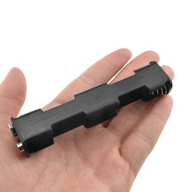 HAHIYO 4xAA Battery Holder with Standard Snap Connector Black Adapter Tube Case Not Corrode Solid Good Contact Bear Battery Leakage Smooth Load Flashlight Torch Led RC 2PC Plastic, stainless-steel