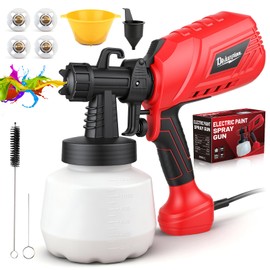 Electric Paint Sprayer HVLP 750W Paint Gun, 40.58 Oz Detachable Container, 4 Nozzles 3 Spray Patterns & Adjustable Flow Control, for House Painting Furniture Cabinet Fence Wall Door