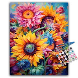 Paint by Numbers for Adults - Sunflower Adult Paint by Numbers Kits Canvas for Beginner without Frame, DIY Sunflower Acrylic Oil Painting by Number for Adults, Perfect for Gift Home Decor (16x20 inch)