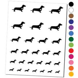 Smooth Haired Dachshund Dog with Heart Temporary Tattoo Water Resistant Fake Body Art Set Collection - Black (One Sheet)