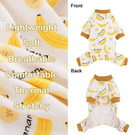 Small Size Dog Pajamas, Yorkie Chihuahua Pjs, Stretchable Banana Design Pet Apparel, Clothes for Teacup Sleepwear Dogs, Comfortable Puppy Jumpsuit(Banana, S)