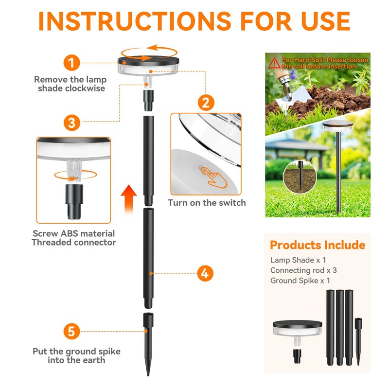 LETMY Solar Pathway Lights Outdoor, 6 Pack 2X Brighter Solar