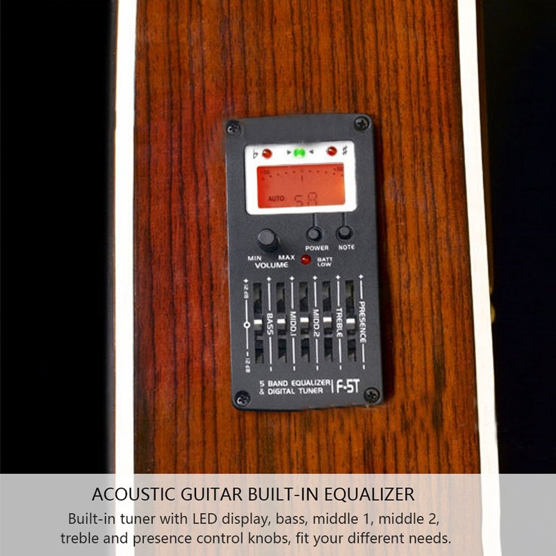 F‑5T 5 Band EQ Equalizer Pickup Tuner for Acoustic Guitar