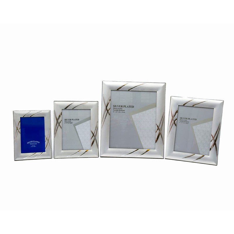 8x10-inch Two-Tone Satin Silver-Plated Photo Frame Stands/Hangs both ways (Landscape