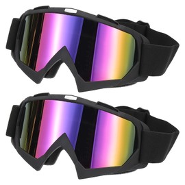 PATIKIL Dirt Bike Goggles, 2 Pcs Motorcycle Goggles ATV Goggles Ski Goggles Racing Helmet Goggles Windproof for Mountaineering Sky Diving Ski Riding, Matte Black with Colorful Lenses