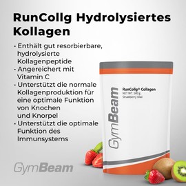 GymBeam GymBeam RunCollg Hydrolysiertes Kollagen Pulver, hochdosiert, Untersttzung fr Bewegungsapparat & Immunsystem, angereichert mit Vitamin C, fr Knochen & Knorpel (500 g, Erdbeere Kiwi)