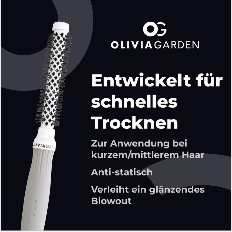 Olivia Garden - Expert Blowout Shine Hairbrush, White and Grey,